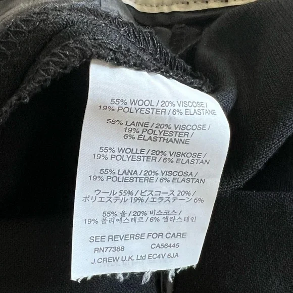 J. Crew Martie black wool blend dress pants. Size 14  Tall. Like new condition. - Picture 2 of 3